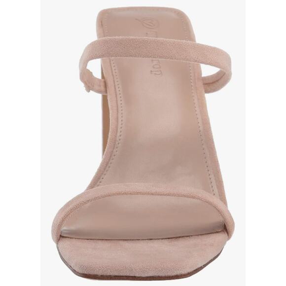 The Drop Women's Avery Square Toe Two Strap High Heeled Sandal, Natural Size 8 - Picture 2 of 7